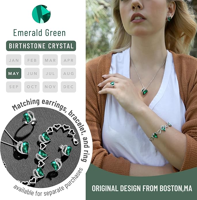 Necklaces for Women, Infinity Love Birthstone Heart Crystal Pendant, Birthday Jewelry Gifts for Her, Mom, and Wife, Silver Plated, 18 plus 2 inch Adjustable Chain