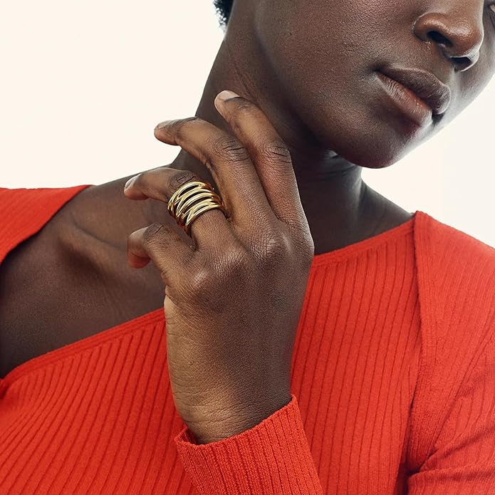 Hey Harper Gold Ring for Women - Gold Plated Stacking Waterproof & Sweatproof Jewerly Ring - Everday Non Tarnish Cute Fashion Circle Rings