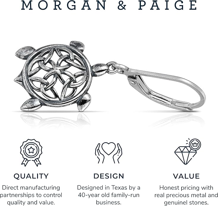 MORGAN & PAIGE .925 Sterling Silver Oxidized Celtic Knot Dangle Earrings for Women - Irish Intricate Leverback or French Wire Hook Hypoallergenic Sterling Silver Earrings, Jewelry for Her