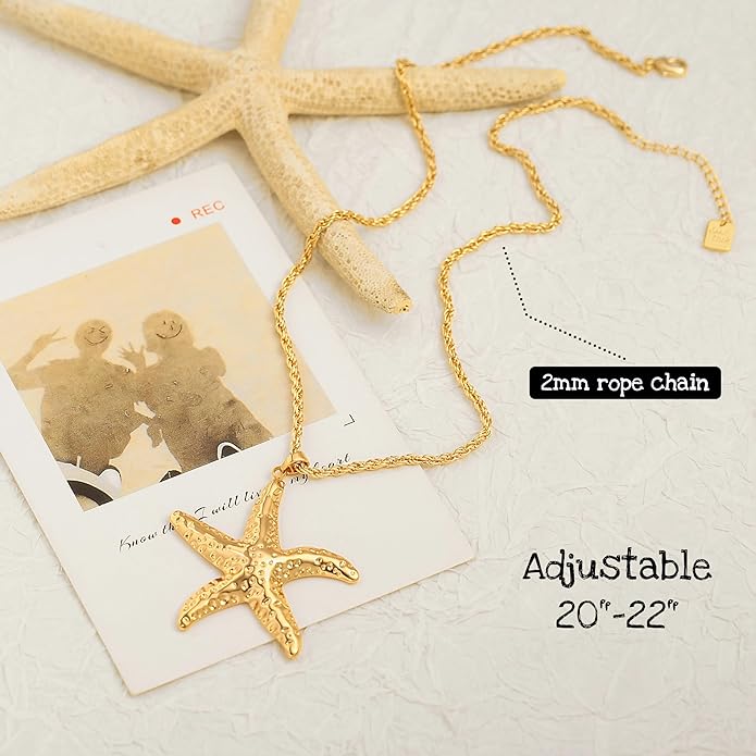 18k Gold Chain Link Necklace for Women, Baroque Pearl/Compass Pendant Necklace