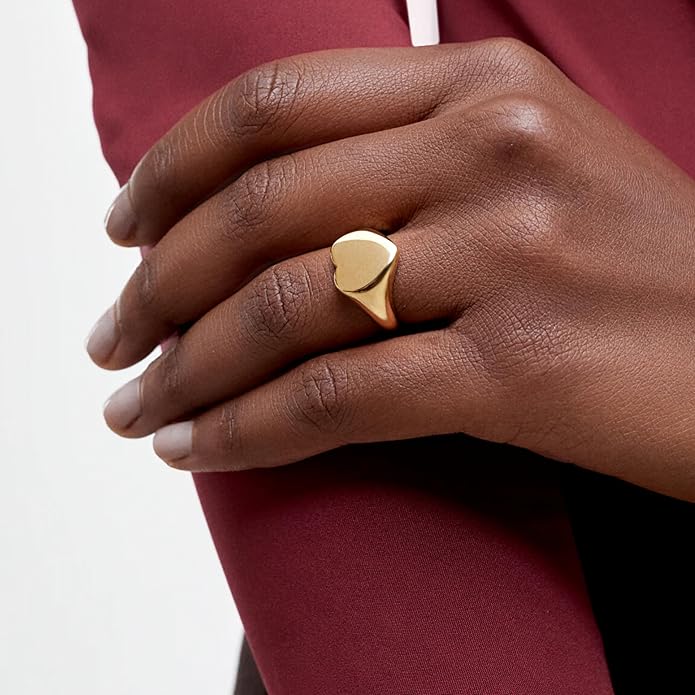 Hey Harper Gold Ring for Women - Gold Plated Stacking Waterproof & Sweatproof Jewerly Ring - Everday Non Tarnish Cute Fashion Circle Rings