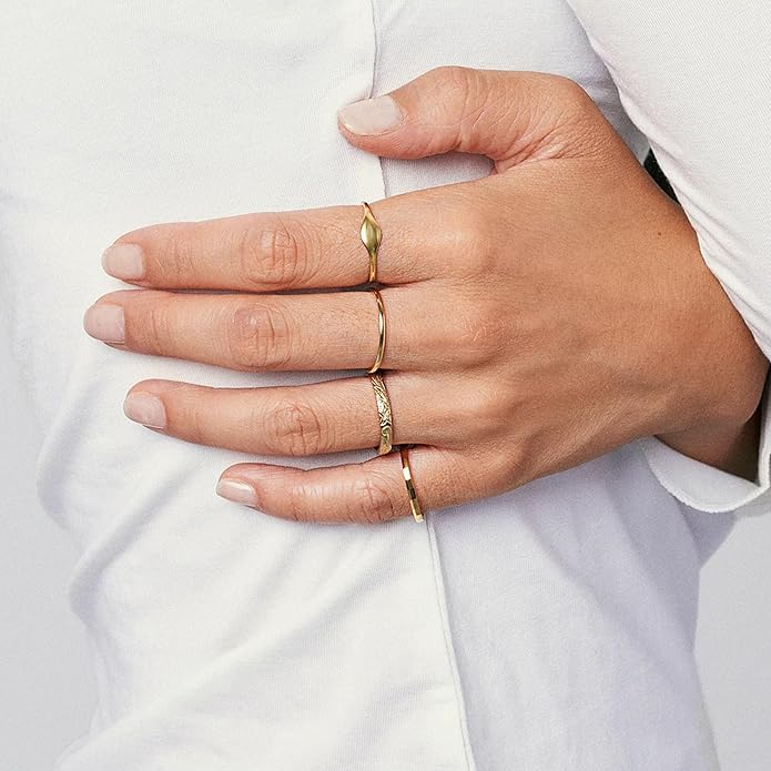 Hey Harper Gold Ring for Women - Gold Plated Stacking Waterproof & Sweatproof Jewerly Ring - Everday Non Tarnish Cute Fashion Circle Rings