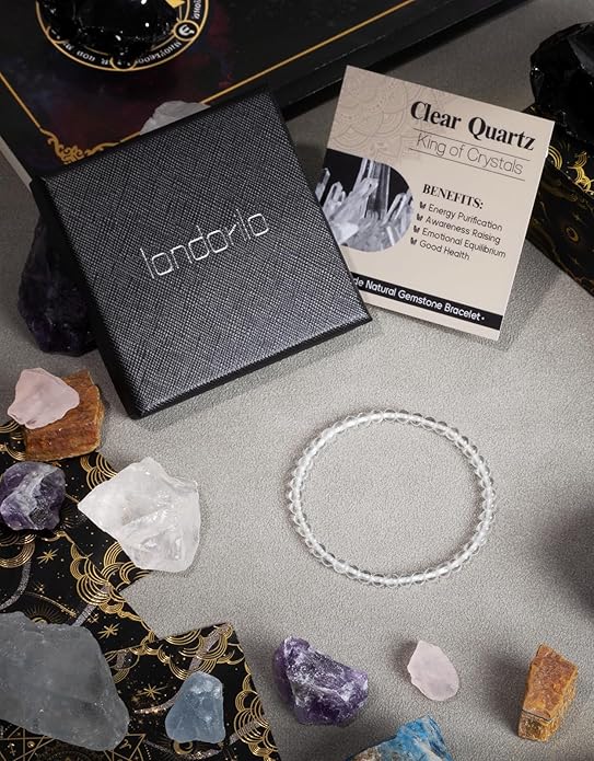 Handmade Natural Stone Beaded Stretch Bracelets,Healing Crystals Protection Bracelet,Spiritual Jewelry Gifts for Women & Men,Replacement Beads Included