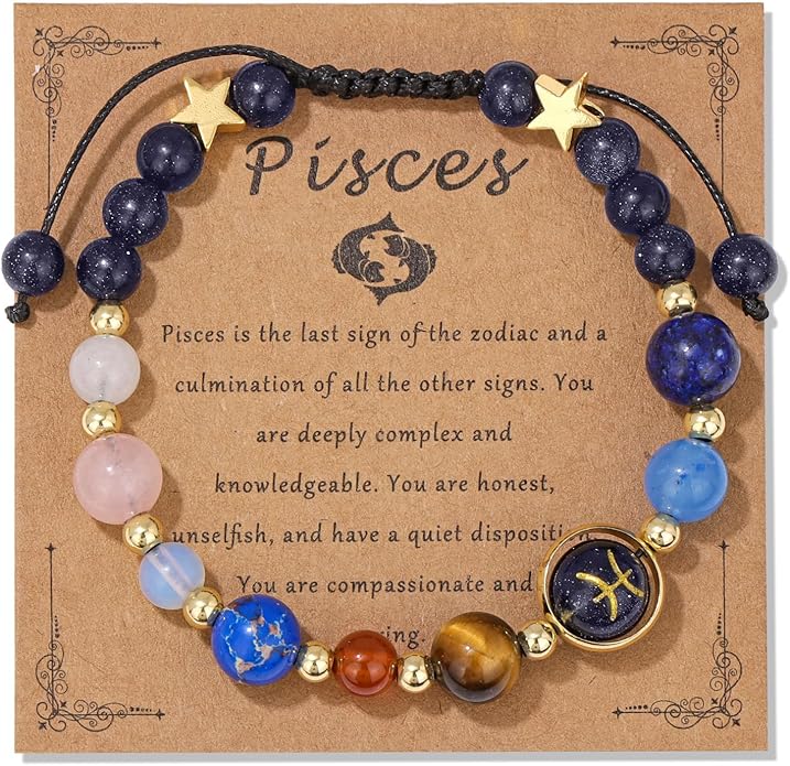 Zodiac Bracelets for Women Men,12 Constellations Healing Crystal Stone Beads Bracelet Birthday Zodiac Gifts Horoscope Spiritual Jewelry Bracelet Gifts