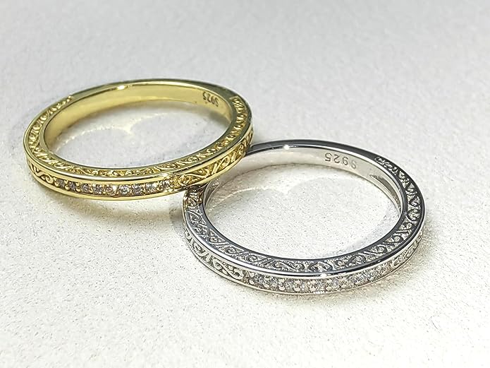 Vintage Celtic Knot Women's Engagement Ring Sets 925 Sterling Silver/14K Gold Plated Stackable Wedding Bands Rings AAAAA Cubic Zirconia Women Bridal Sets Wedding Ring Band Width 1.8mm Size 5-9