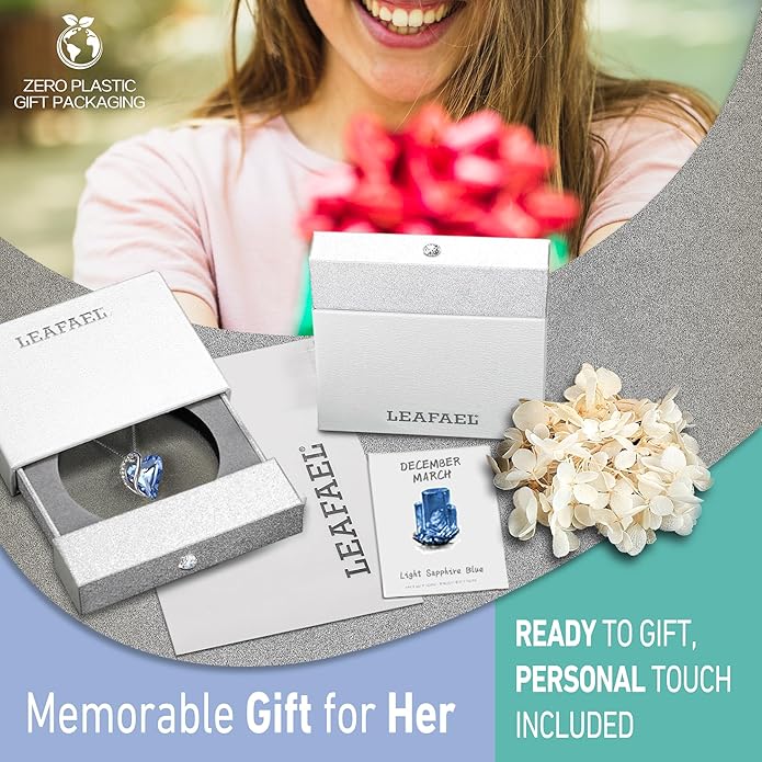 Necklaces for Women, Infinity Love Birthstone Heart Crystal Pendant, Birthday Jewelry Gifts for Her, Mom, and Wife, Silver Plated, 18 plus 2 inch Adjustable Chain