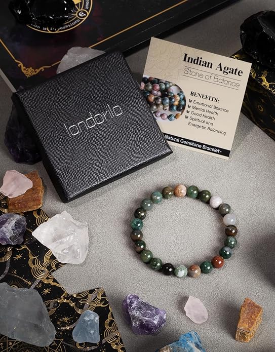 Handmade Natural Stone Beaded Stretch Bracelets,Healing Crystals Protection Bracelet,Spiritual Jewelry Gifts for Women & Men,Replacement Beads Included