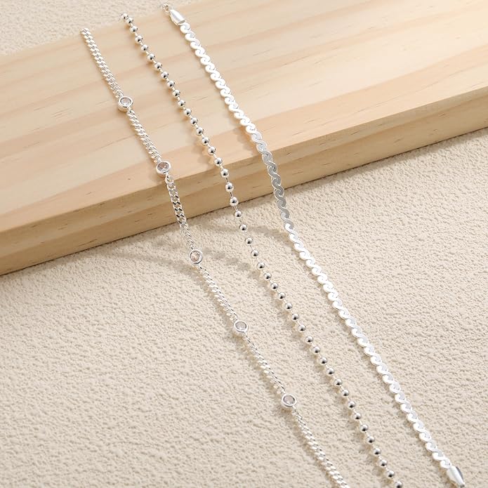 RLMOON Gold Anklets for Women CZ Ankle Bracelet 14K Gold Plated Waterproof Dainty Layered Tennis Heart Dot Chain Silver Clover Anklet Trendy Foot Jewelry