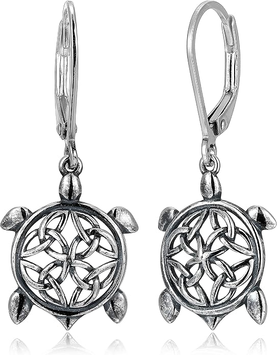 MORGAN & PAIGE .925 Sterling Silver Oxidized Celtic Knot Dangle Earrings for Women - Irish Intricate Leverback or French Wire Hook Hypoallergenic Sterling Silver Earrings, Jewelry for Her