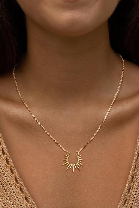 Lariat Gold Necklaces for Women - Dainty Gold Necklace Trendy 14K Gold Plated Hypoallergenic Layered Long Y-Shape Sunburst CZ T-Bar Pendant Drop Chain Necklace Set for Women Non Tarinsh Jewelry Gift