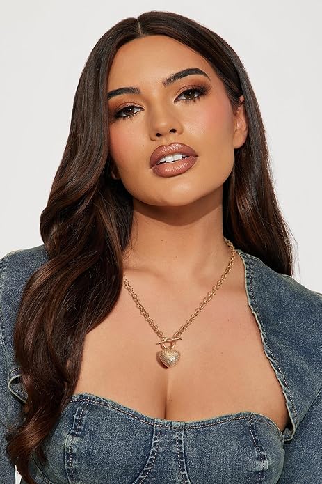 18k Gold Chain Link Necklace for Women, Baroque Pearl/Compass Pendant Necklace