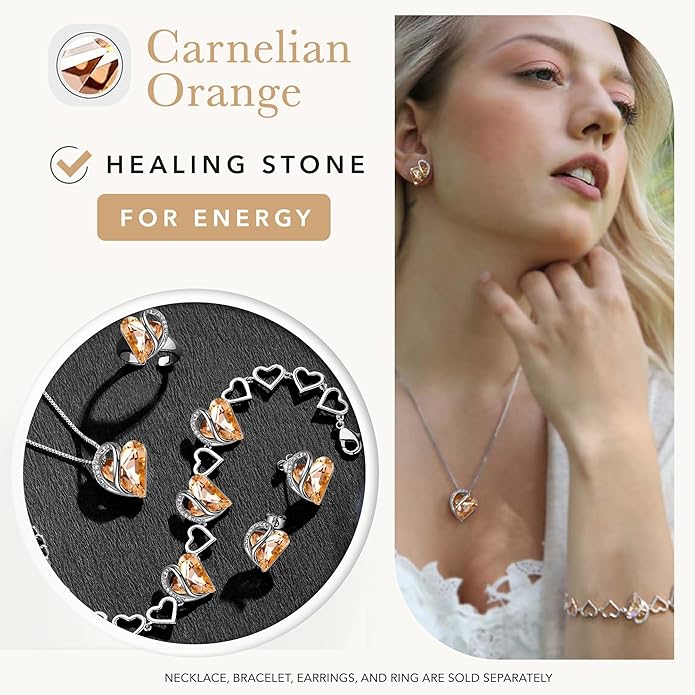 Necklaces for Women, Infinity Love Birthstone Heart Crystal Pendant, Birthday Jewelry Gifts for Her, Mom, and Wife, Silver Plated, 18 plus 2 inch Adjustable Chain