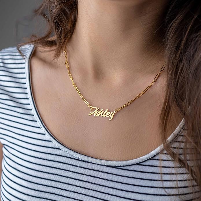 Personalized Name Necklace | Sterling Silver/Stainless Steel | 14 Fonts, 4 Colors, 5 Chains | Tarnish-Free, Handmade Gift for Women: Mom, Daughter, Sister | Ideal for Birthday, Mother's Day,Christmas