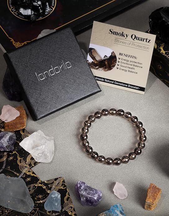 Handmade Natural Stone Beaded Stretch Bracelets,Healing Crystals Protection Bracelet,Spiritual Jewelry Gifts for Women & Men,Replacement Beads Included