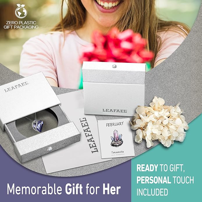 Necklaces for Women, Infinity Love Birthstone Heart Crystal Pendant, Birthday Jewelry Gifts for Her, Mom, and Wife, Silver Plated, 18 plus 2 inch Adjustable Chain