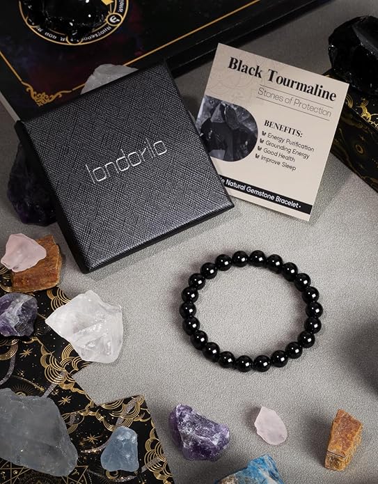 Handmade Natural Stone Beaded Stretch Bracelets,Healing Crystals Protection Bracelet,Spiritual Jewelry Gifts for Women & Men,Replacement Beads Included