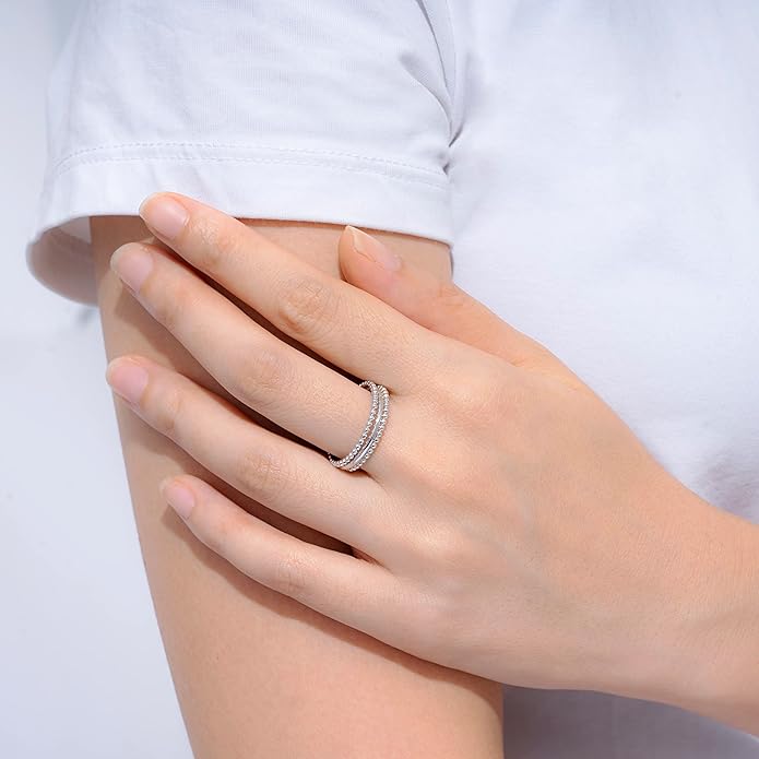 Amazon Essentials 14K Gold or Rhodium Plated Sterling Silver Stacking Ring Set of 3