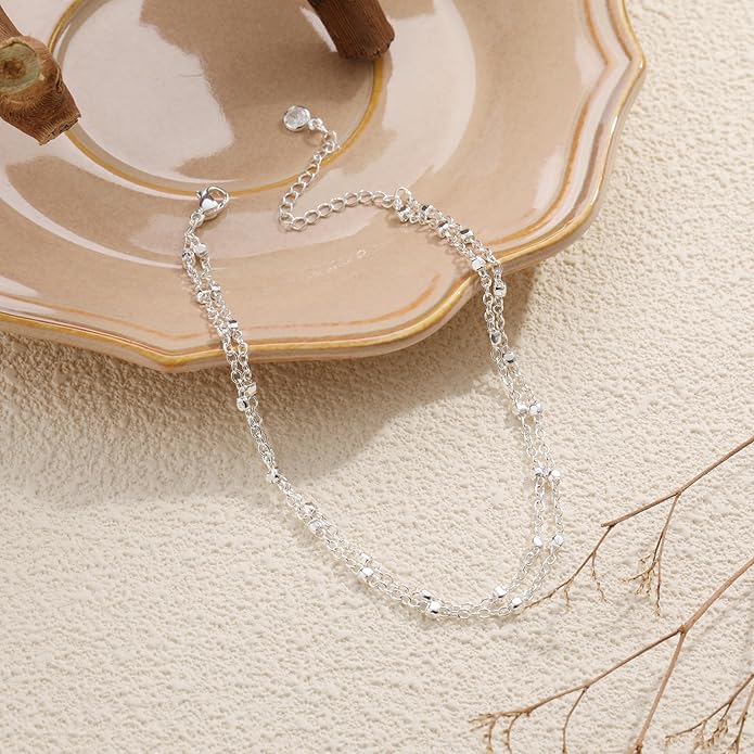 RLMOON Gold Anklets for Women CZ Ankle Bracelet 14K Gold Plated Waterproof Dainty Layered Tennis Heart Dot Chain Silver Clover Anklet Trendy Foot Jewelry