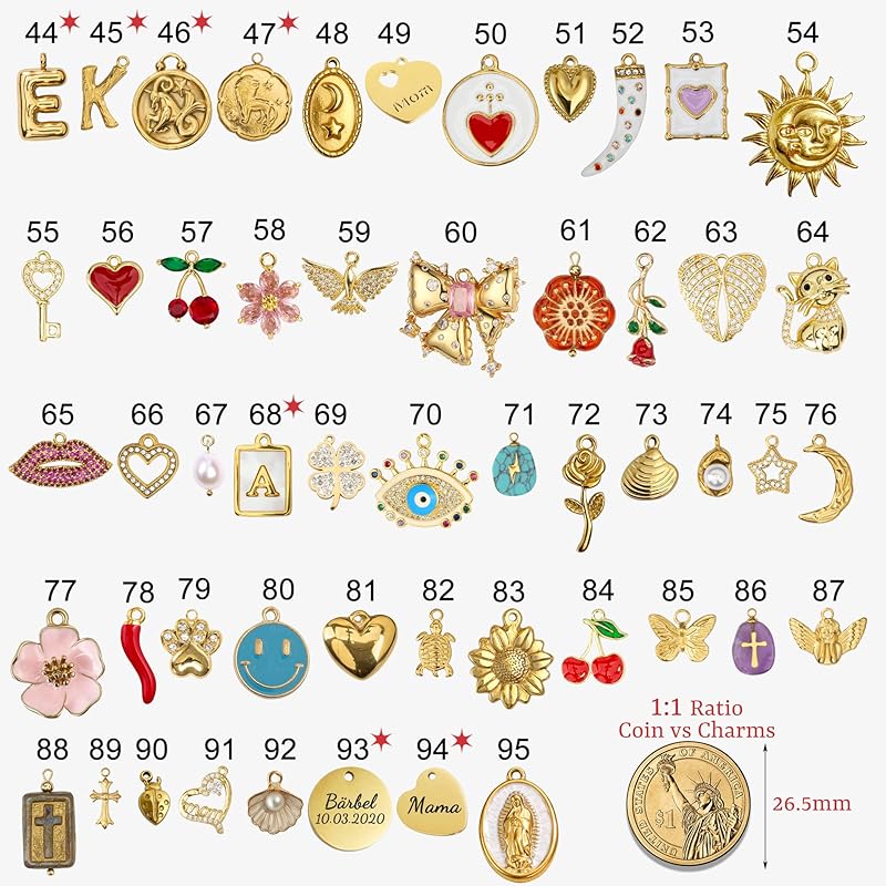 Build Your Own Custom Gold Charm Necklace, Statement Vintage Style Chunky Paperclip Link Chain Necklace for Women, Name Initial Charms