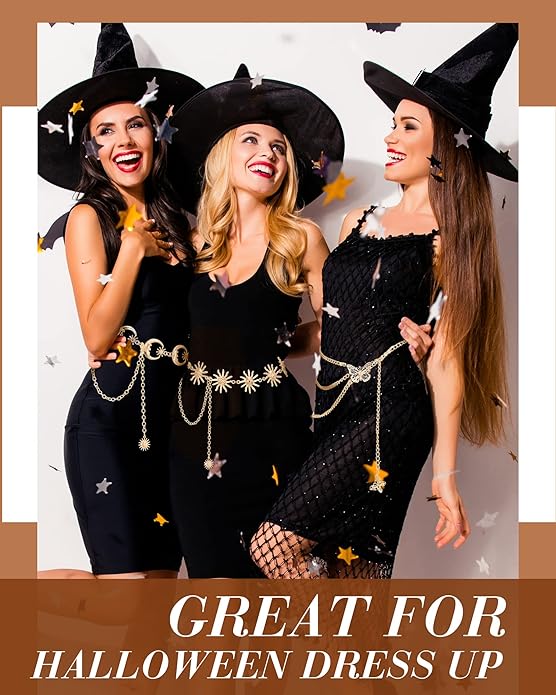 Hicarer 3 Pcs Silver Gold Waist Chain for Body Multi Layer Metal Chain Belts for Women Girls Summer Beach Jewelry Adjustable