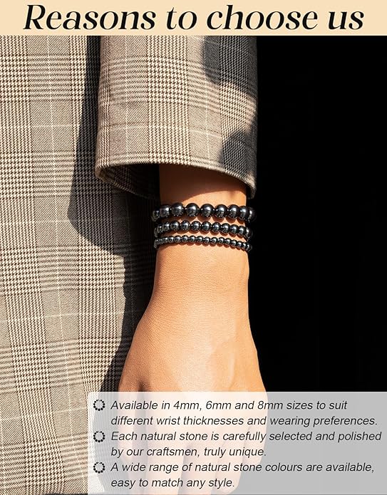 Handmade Natural Stone Beaded Stretch Bracelets,Healing Crystals Protection Bracelet,Spiritual Jewelry Gifts for Women & Men,Replacement Beads Included