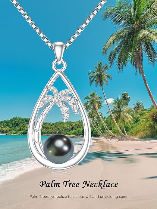 Gifts for Women Wife Mom-Tahitian Black Pearl Necklace-Wedding Birthday Anniversary Ocean Jewelry for Girlfriend Her-Mothers Day Gifts for Mom Valentines Day Christmas