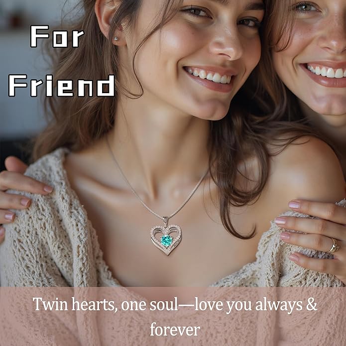 Entwined Souls Necklace - Sterling Silver Double Heart Pendant | Engraved 'I Love You Always and Forever' | Gift for Couples, Anniversary, Wedding