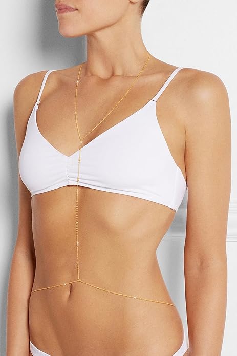 BERISO 14K Gold Plated Body Chain for Women - Sexy Waist Beads Chain, Adjustable Beach Body Jewelry, Elegant Bikini Belly Chain, Boho Festival Layered Body Jewelry (26.5-33 Inch)