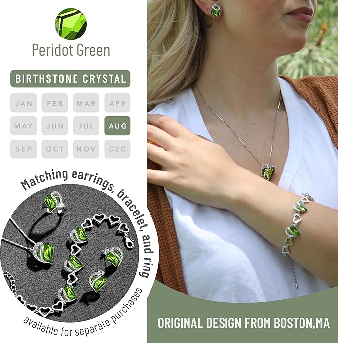 Necklaces for Women, Infinity Love Birthstone Heart Crystal Pendant, Birthday Jewelry Gifts for Her, Mom, and Wife, Silver Plated, 18 plus 2 inch Adjustable Chain