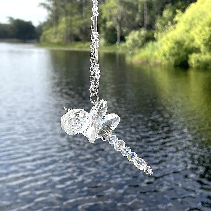 Dragonfly Gift - Crystal Dragonfly - Crystal Figurines- Car Charm - Rainbow Maker - Dragonfly Charm - Prism Suncatcher for Garden, Home, Car and Window Décor - Gifts for Mom - Gifts for Grandma