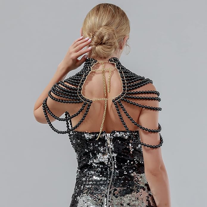 CCbodily Pearl Body Chain Bra - Fashion Shoulder Necklaces Bra Chain Body Jewelry