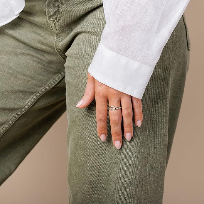 PAVOI 14K Gold Plated Open Twist Eternity Band for Women