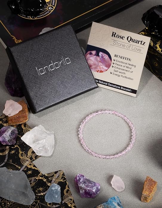 Handmade Natural Stone Beaded Stretch Bracelets,Healing Crystals Protection Bracelet,Spiritual Jewelry Gifts for Women & Men,Replacement Beads Included