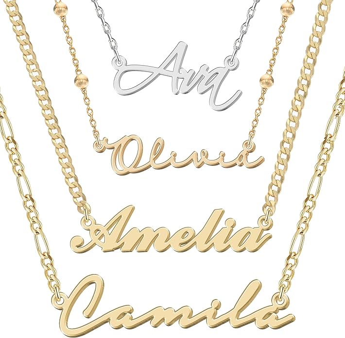Personalized Name Necklace | Sterling Silver/Stainless Steel | 14 Fonts, 4 Colors, 5 Chains | Tarnish-Free, Handmade Gift for Women: Mom, Daughter, Sister | Ideal for Birthday, Mother's Day,Christmas