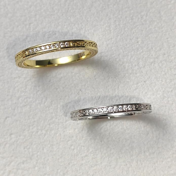 Vintage Celtic Knot Women's Engagement Ring Sets 925 Sterling Silver/14K Gold Plated Stackable Wedding Bands Rings AAAAA Cubic Zirconia Women Bridal Sets Wedding Ring Band Width 1.8mm Size 5-9