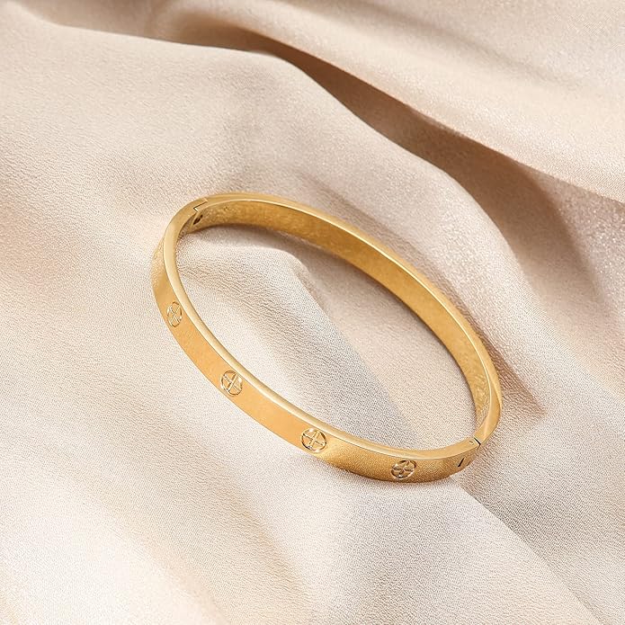 2-Pack Friendship Bracelets for Women - 18K Gold Plated Titanium Steel Cuff Love Bangle Set with Cubic Zirconia | Sister Jewelry Gift, Eco-Friendly Packaging, Durable Everyday Wear