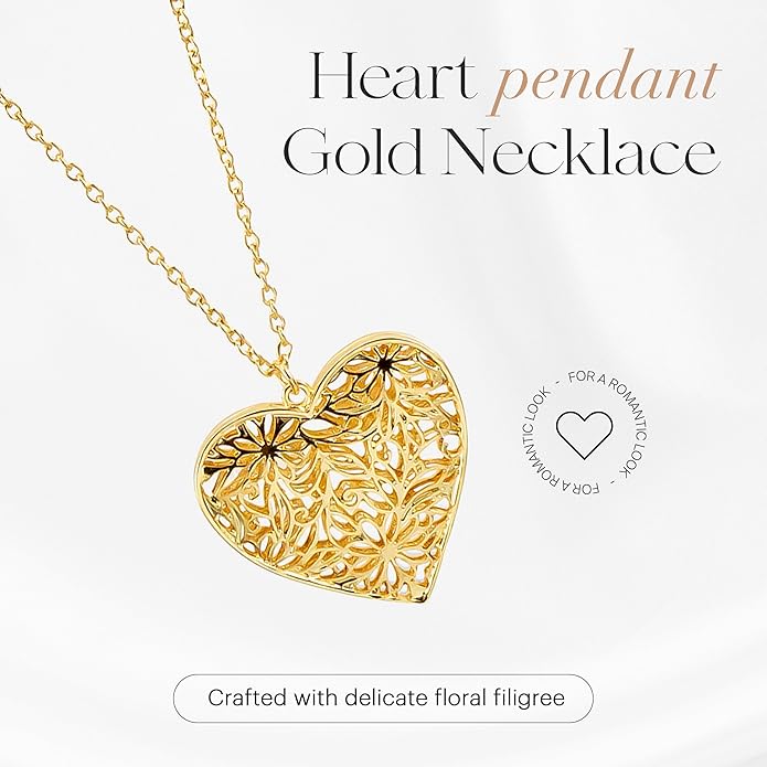Jewelry Heart Pendant Necklace for Women, 18" Lightweight Chain, Gift-Ready, Elegant and Versatile Design
