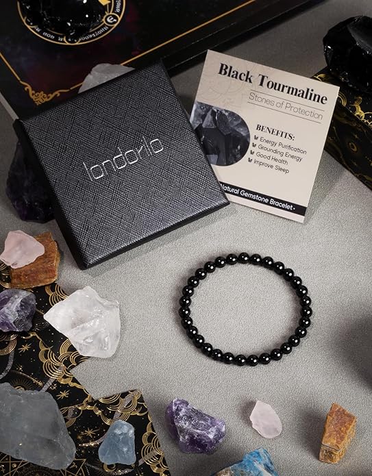 Handmade Natural Stone Beaded Stretch Bracelets,Healing Crystals Protection Bracelet,Spiritual Jewelry Gifts for Women & Men,Replacement Beads Included