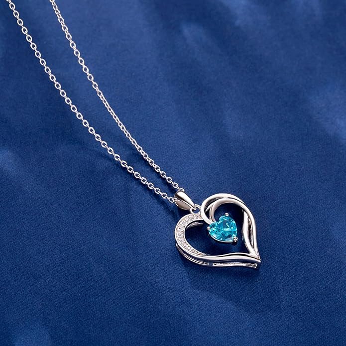 925 Sterling Silver Heart Necklace for Women Birthstone Necklace Silver Jewelry for Womens Jewelry Gifts for Women Her Mom