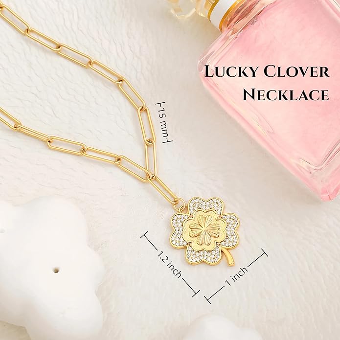 18k Gold Chain Link Necklace for Women, Baroque Pearl/Compass Pendant Necklace