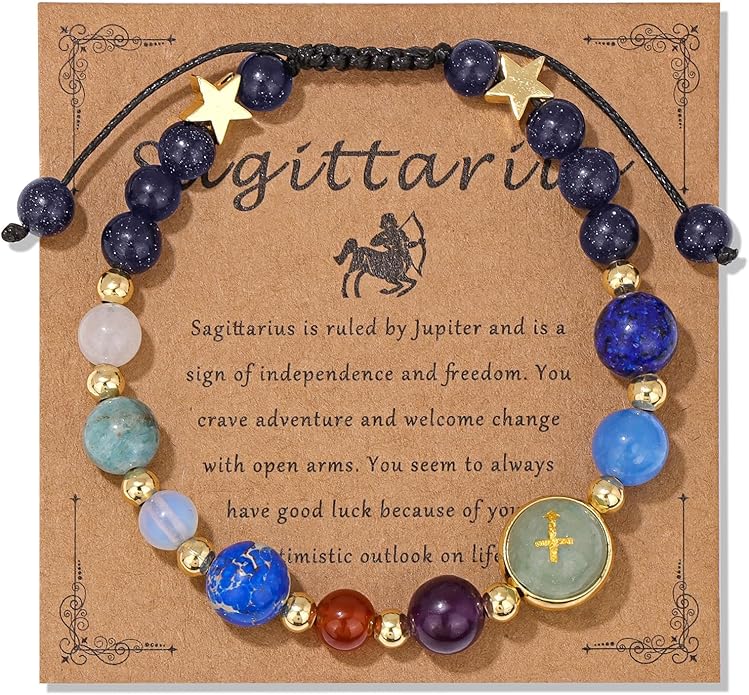 Zodiac Bracelets for Women Men,12 Constellations Healing Crystal Stone Beads Bracelet Birthday Zodiac Gifts Horoscope Spiritual Jewelry Bracelet Gifts