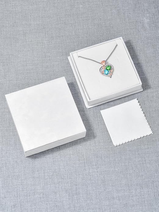 Jewelry for Her Double Heart Rose Birthstone Pendant Necklace Anniversary Jewelry Christmas Birthday Gifts for Women Wife Girlfriend