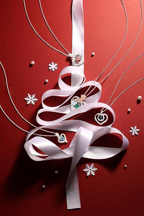 AGVANA Rosy Reverie Birthstone Necklace for Women Sterling Silver Genuine or Created Gemstone Rose Flower Heart Pendant Necklace Anniversary Birthday Gifts for Women Mom Wife Her