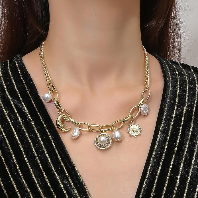 Choistily Charm Necklace Dainty Gold Western Outfit Beach Jewelry for Women Trendy Cowgirl Accessories for Women Gold Bow Sea Shell Pendant Necklace Preppy Stuff Summer Jewelry 2025