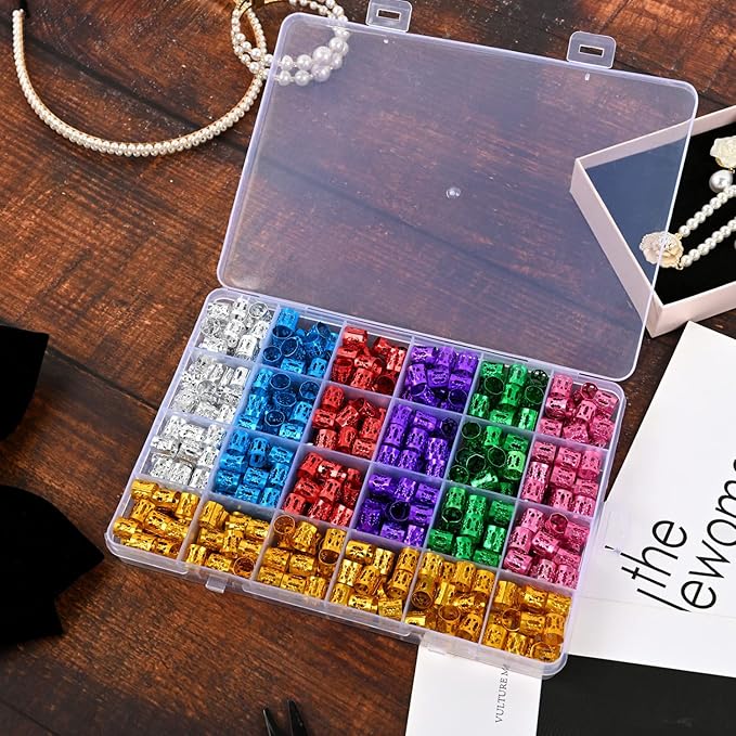 400pcs Hair Jewelry for Braids, Dreadlocks, Beads, Cuffs, Rings & Clips - Colorful Aluminum, Adjustable Metal Hair Accessories for Women & Girls (Multi-colored)