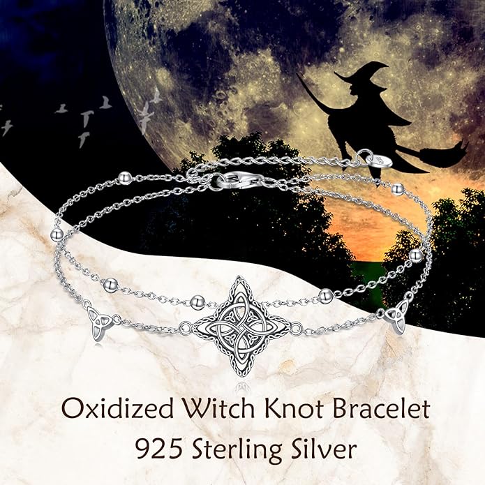 Witches Knot/Double Circle/Dragonfly/Butterfly/Bracelet Sterling Silver Adjustable Charm Bracelet Summer Beach Foot Chain Jewelry for Women Girls Gifts