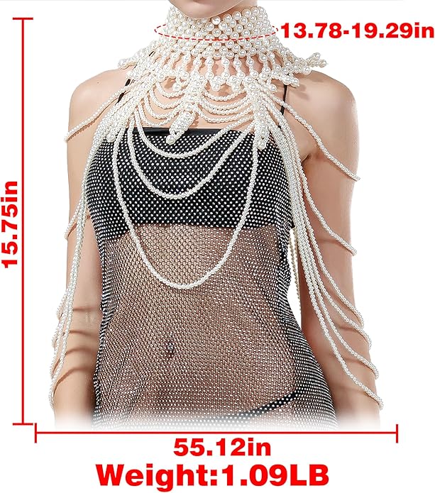 CCbodily Pearl Body Chain Bra - Fashion Shoulder Necklaces Bra Chain Body Jewelry