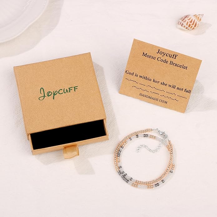 Birthday Gifts for Women Layered Morse Code Bracelets for Mom Aunt Friends Wife Her Beaded Strand Bracelet