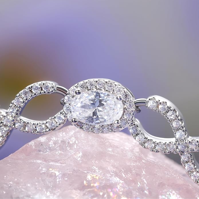 Infinity Heart Symbol Charm Link Knot Bracelet for Women Cubic Zirconia Bangle Crystal Love Bracelet Jewelry Anniversary Jewelry Christmas Birthday Gifts for Women Wife Girlfriend Her