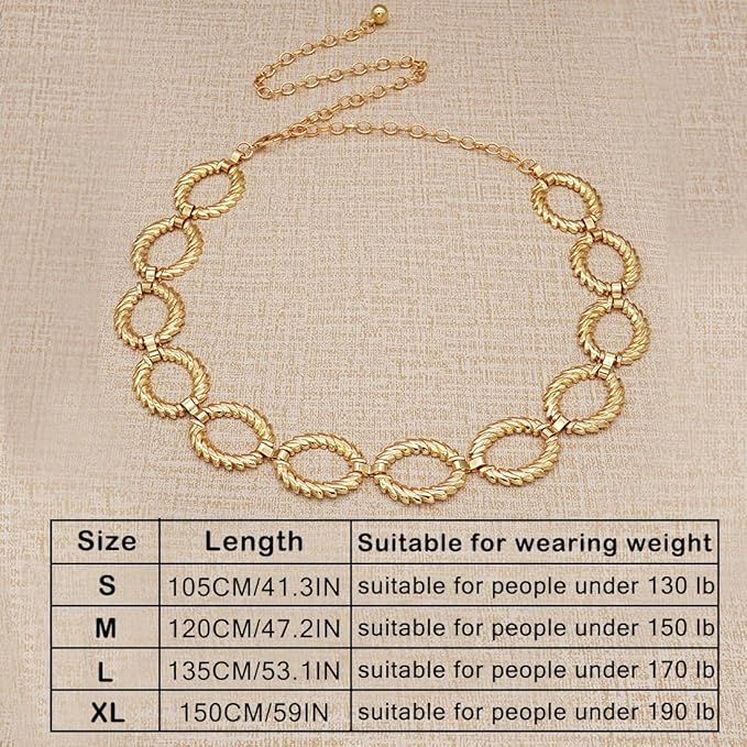 Women's Chain Belt Metal Waist Belt Chunky Belly Link Belt